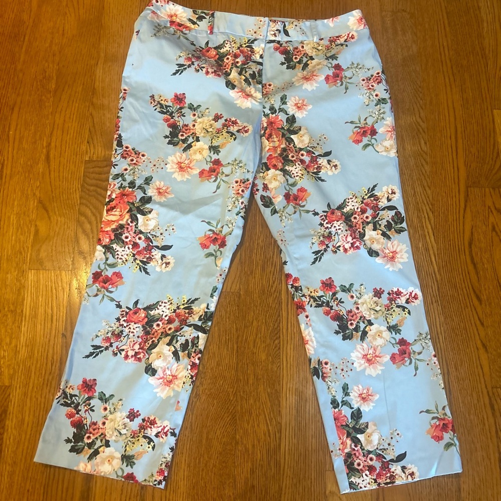 Tommy Hilfiger Ashby Floral Print Slim Pants - Crystal Blue Size 16